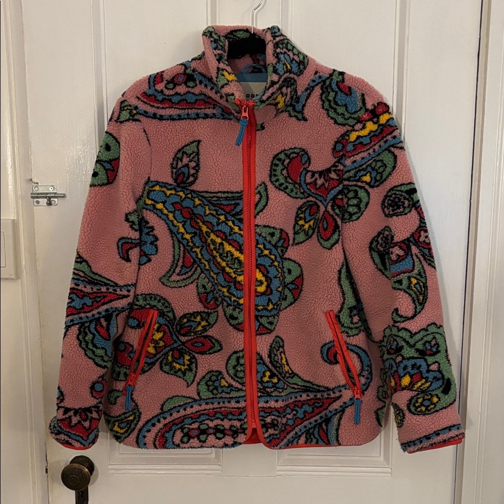 Boden Pink and Aqua Sherpa-Lined Jacket